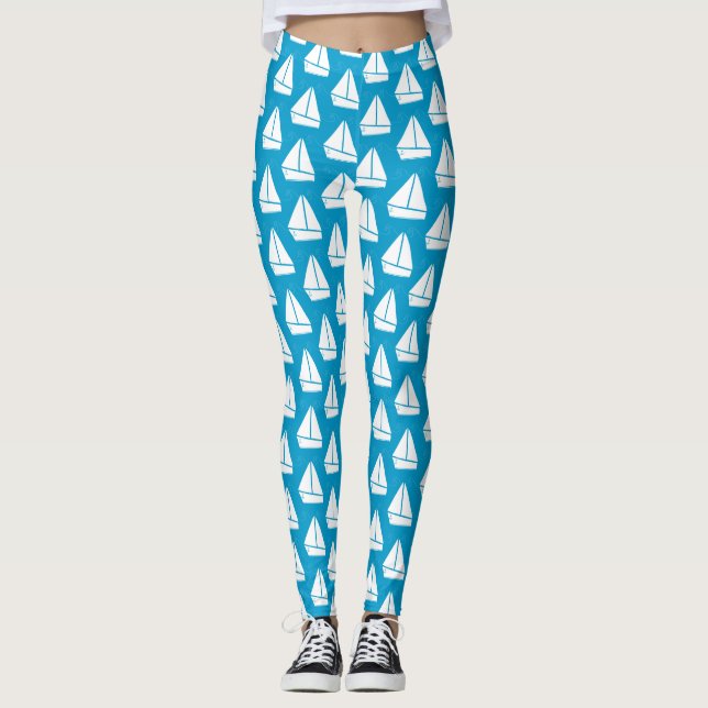 Leggings Motif bleu-clair de voilier (Devant)
