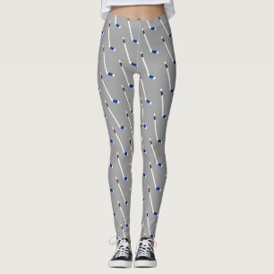 Leggings Motif bleu de bâton de hockey de glace