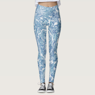 Leggings Motif Blue Boho Lace Paisley
