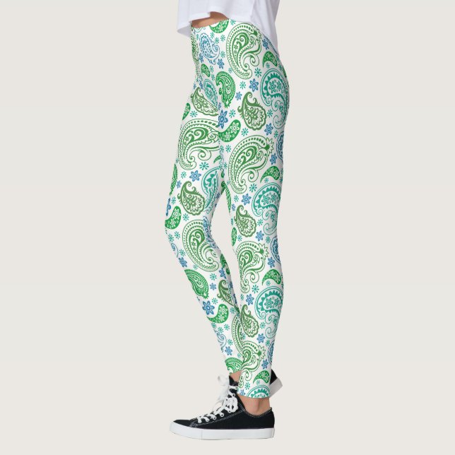 Leggings Motif Blue & Green Paisley (Gauche)
