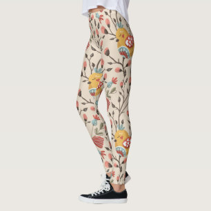 Leggings Motif Boho aux oiseaux mignons