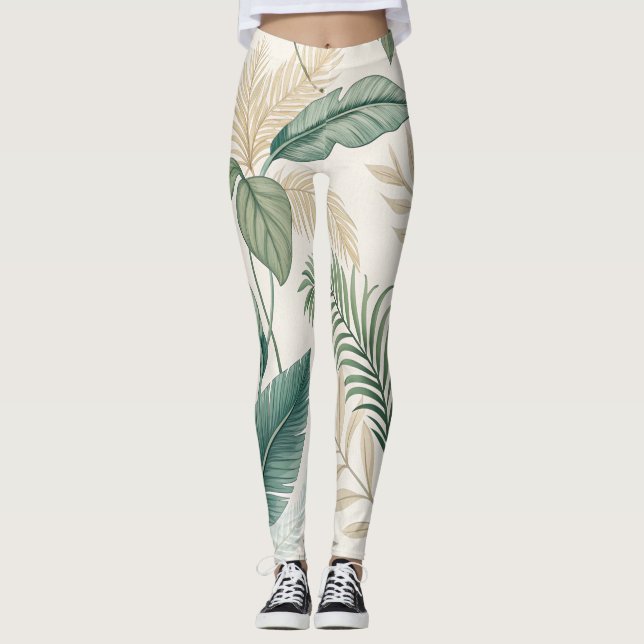 Leggings Motif botanical tropical sans couture pour  (Devant)