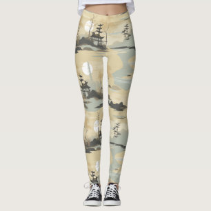 Leggings Motif botanique de la forêt de bambou Zen (4)
