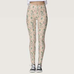 Leggings Motif botanique d'hiver de crème
