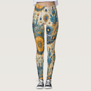 Leggings Motif botanique d'oiseaux exotiques de chinoiserie