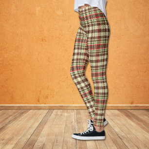 Leggings Motif Brown rouge vert chèque jeté