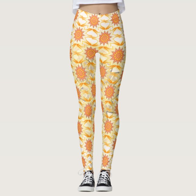 Leggings Motif Brown Yellow Sun partout (Devant)