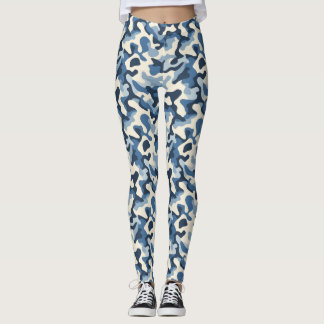 Leggings Motif Camo bleu, blanc et noir
