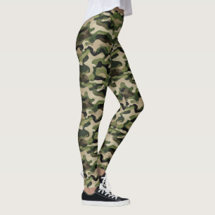 Leggings Motif camouflage abstrait vert streetwear moderne