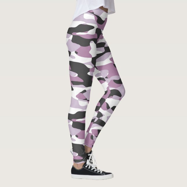 Leggings Motif camouflage blanc violet rose violet (Droite)