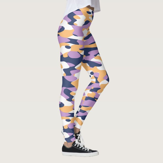 Leggings Motif camouflage violet violet bleu foncé jaune (Droite)