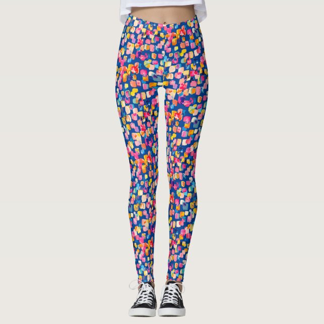 Leggings Motif Carré Abstrait peint brillamment (Devant)