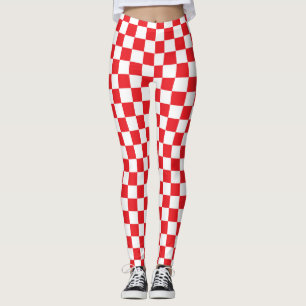 Leggings Motif Carré Carré rouge et blanc À damiers