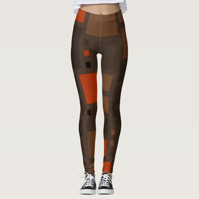 Leggings Motif Carré de couleur rétro (Devant)