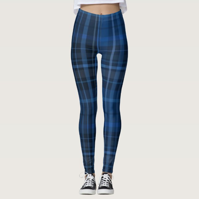Leggings Motif carreau bleu noir (Devant)