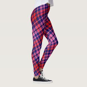 Leggings Motif carreaux tartan bleu marine rouge rose 