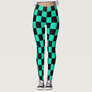 Leggings Motif chèque À damiers noir vert