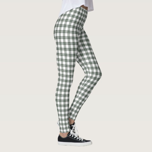 Leggings Motif classique vert foncé et blanc plaid (Droite)