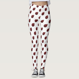 Leggings Motif coccinelle rouge scintillant sur fond blanc