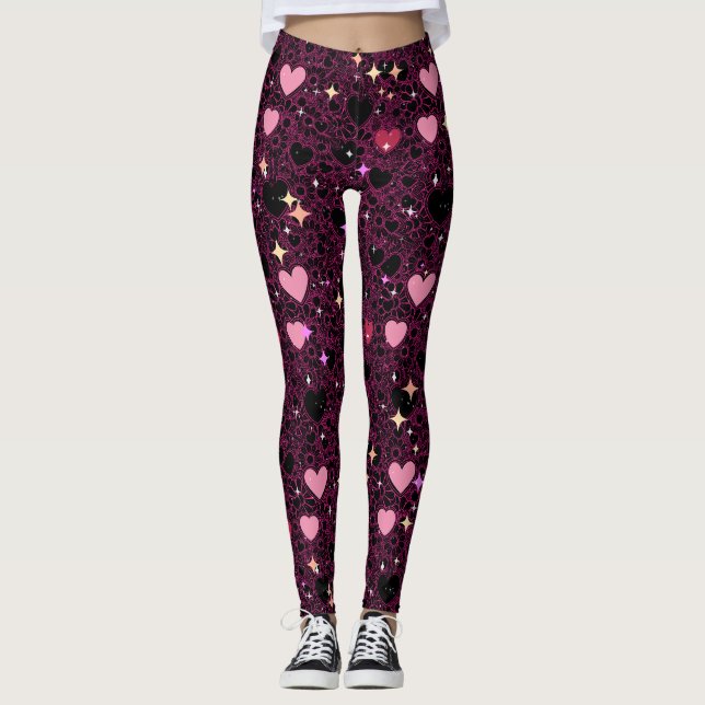 Leggings Motif Coeurs rayonnants 01 (Devant)