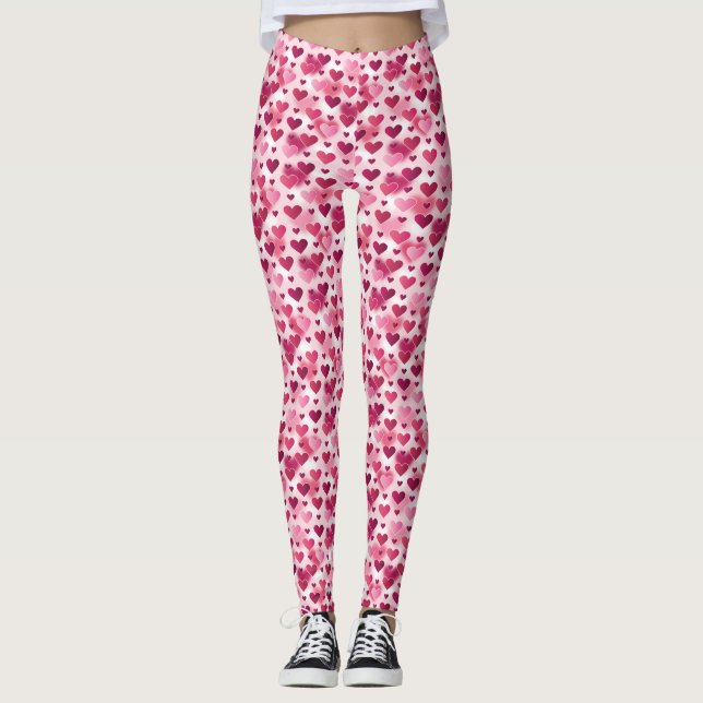 Leggings Motif Coeurs roses (Devant)