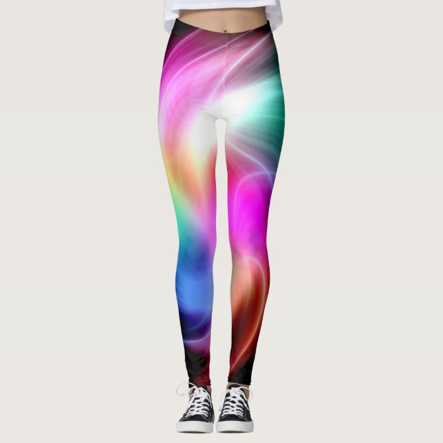 Leggings Motif coloré abstrait de fractale (Devant)