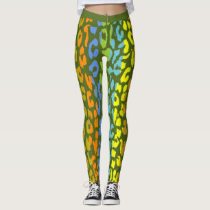 Leggings Motif coloré de peau de léopard #4