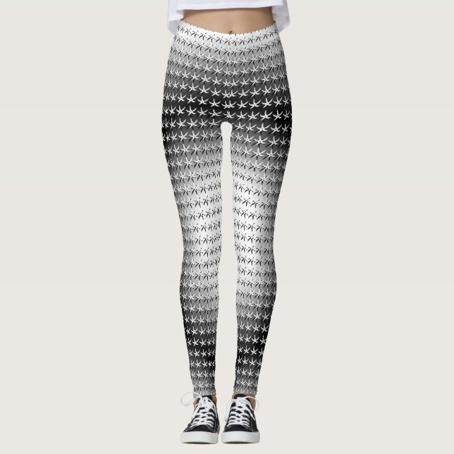 Leggings Motif complexe étoile noire blanche tendance (Devant)