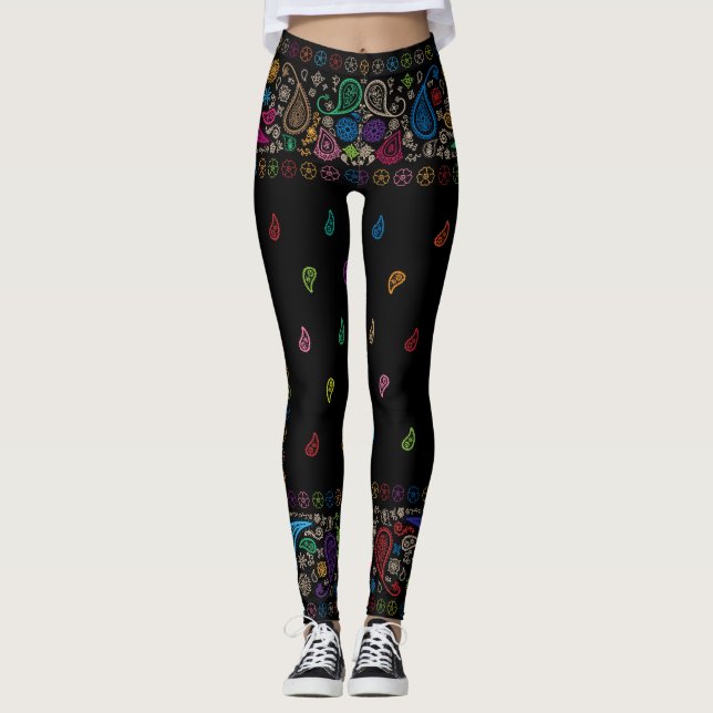 Leggings Motif Cool de Paisley coloré (Devant)