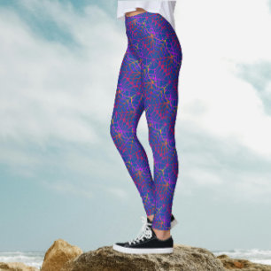 Leggings Motif Cool Fun Violet Bleu Toile d'Araignée Hallow