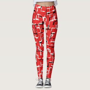 Leggings Motif Cool rouge noir blanc