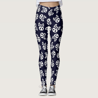 Leggings Motif crâne blanc et os croisés