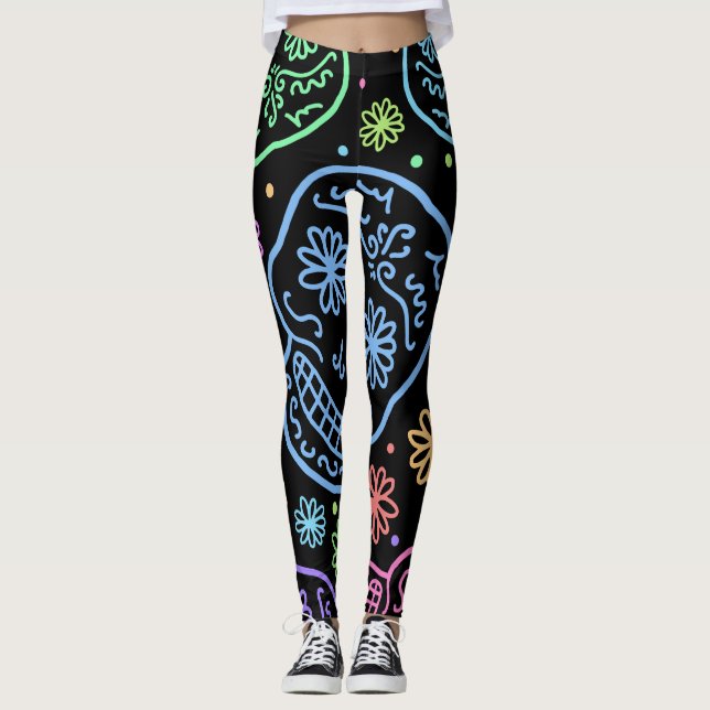 Leggings Motif crâne coloré (Devant)