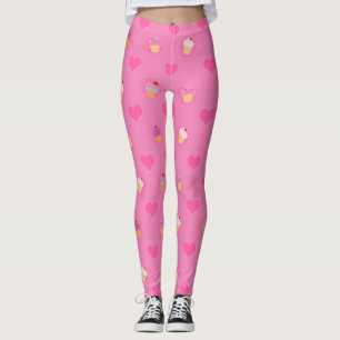 Leggings Motif Cupcake rose