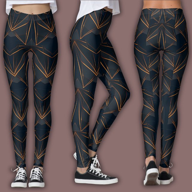 Leggings Motif Cyber Abstrait | Néon Cuivre Brillant (Créateur téléchargé)