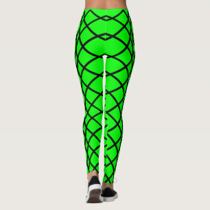 Leggings Motif cylindrique noir sur Neon Green Femmes