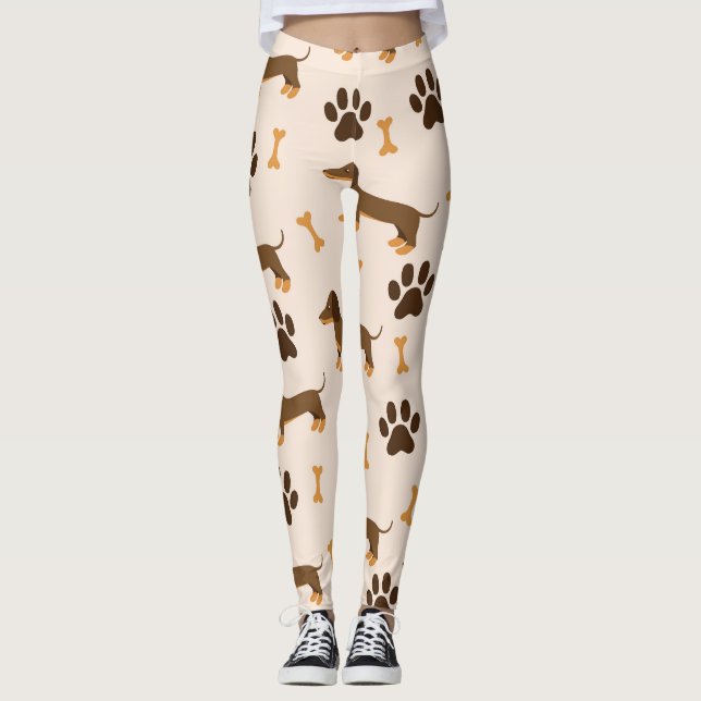 Leggings Motif Dachshund : conception d'impression Vintage (Devant)
