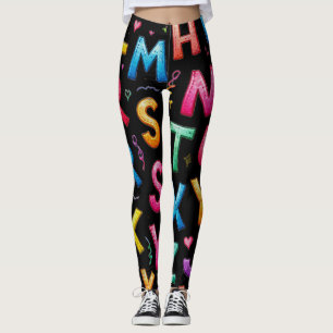Leggings Motif d'alphabet manuscrit ludique