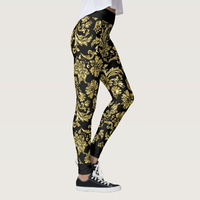Leggings Motif Damas Noir Et Or GR2 (Droite)