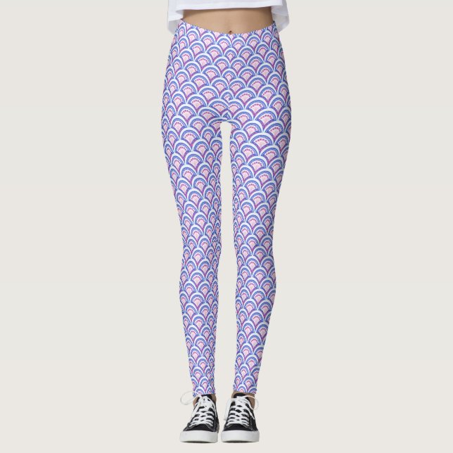 Leggings motif damassé floral bleu (Devant)