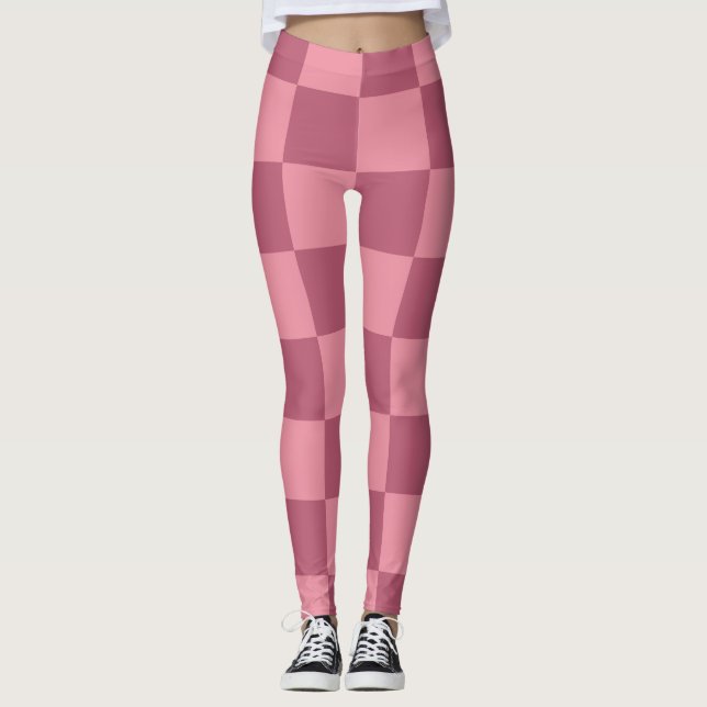 Leggings Motif damier rose minimaliste (Devant)