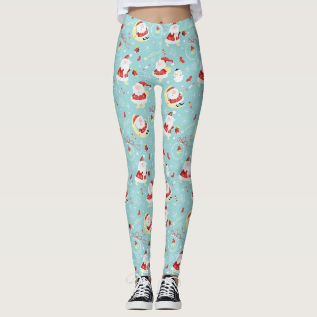 Leggings Motif d'amour de vacances père Noël (Devant)