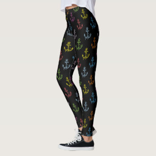 Leggings Motif d'Ancres de bateaux nautiques colorés