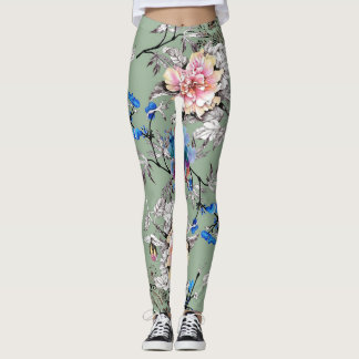 Leggings Motif d'aquarelle Arrière - plan vert.