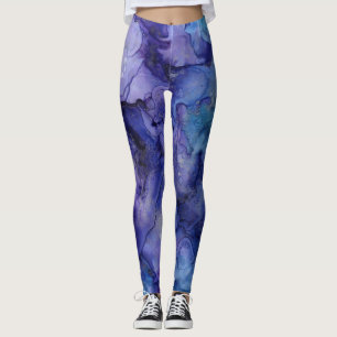 Leggings motif d'aquarelle bleu pourpre moderne