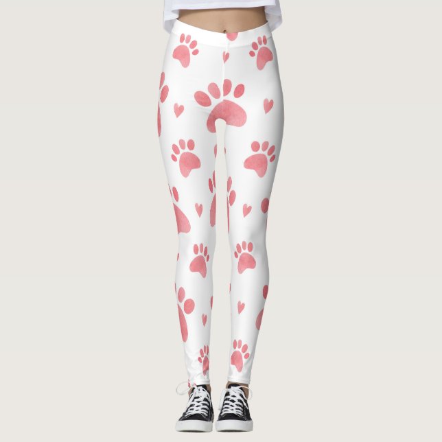 Leggings Motif d'aquarelle Cat Paws (Devant)