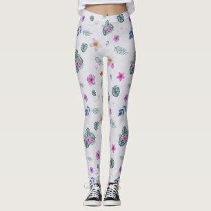 Leggings Motif d'aquarelle florale tropicale