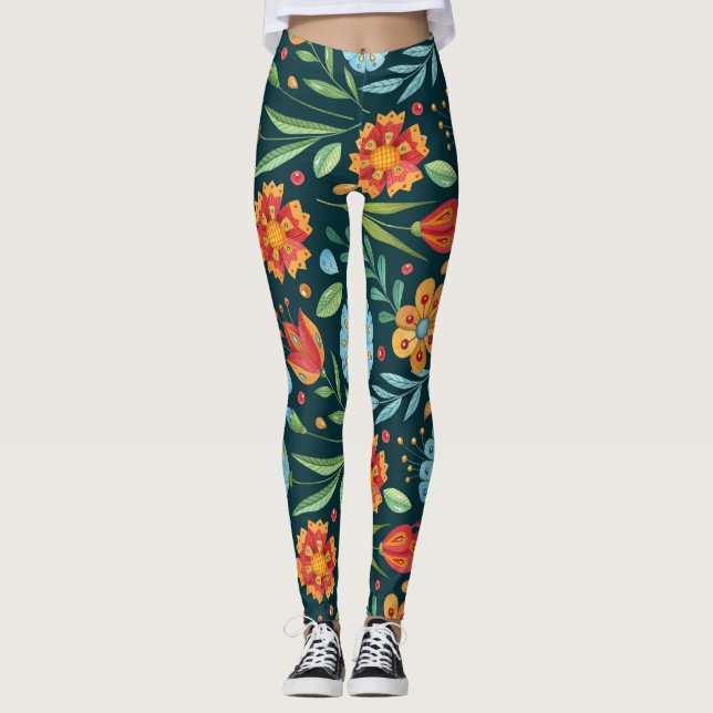 Leggings Motif d'aquarelle illustrée à la main (Devant)