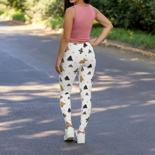 Leggings Motif d'arbre de Noël noir or (Créateur téléchargé)