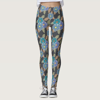 Leggings Motif d'art floral avec fleurs à perches